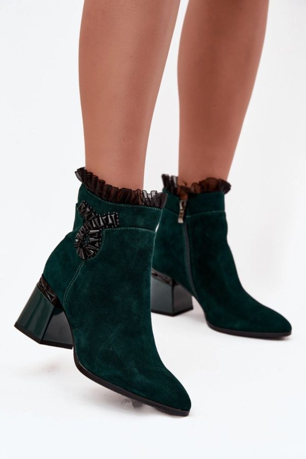 green Heel boots model 220504 Step in style
