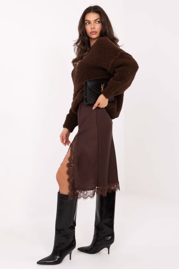 Brown Skirt in Skirts with Spandex and Polyester