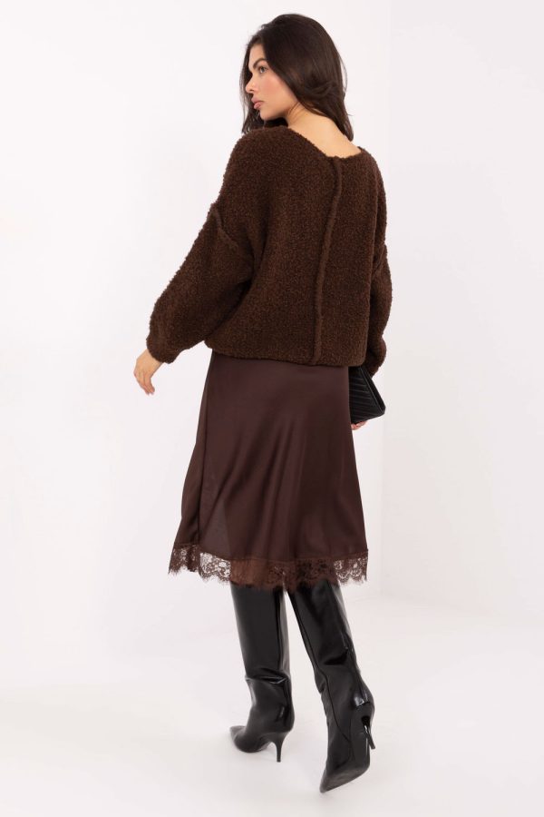 Brown Skirt in Skirts with Spandex and Polyester