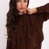 Brown Long Sleeve Shirt in Shirts For Women with Polyester and Viscose