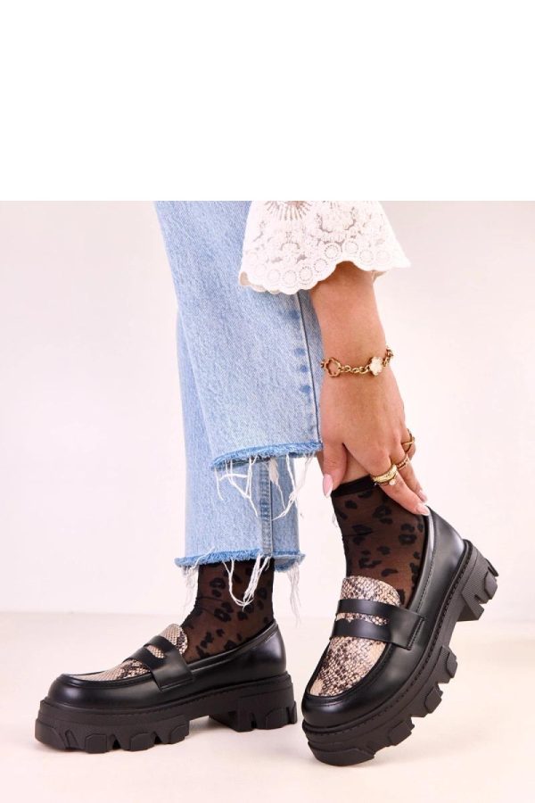 Black Mocassin in Moccasins, Loafers with Fabric, Footbed and Heel Height