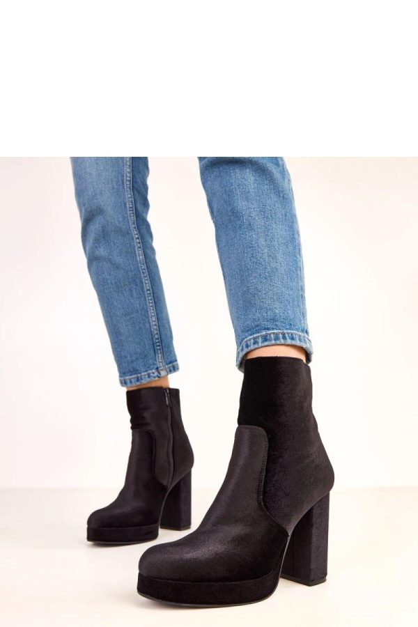 Black Heel Boots...Fabric, Footbed, Upper Height, Heel Height and Platform Height