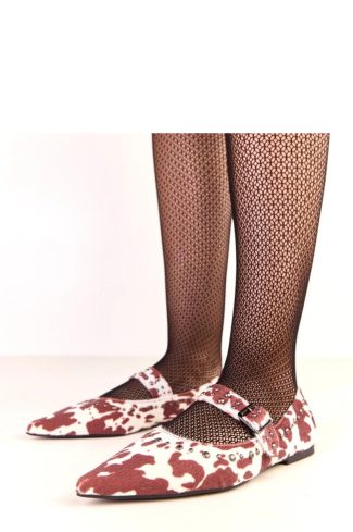 Brown Ballet Flats....Fabric and Footbed