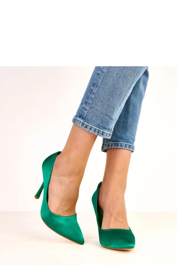Green High Heels in High Heels with Fabric, Footbed and Heel Height