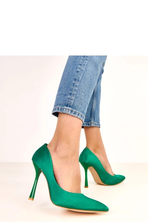 Green High Heels in High Heels with Fabric, Footbed and Heel Height