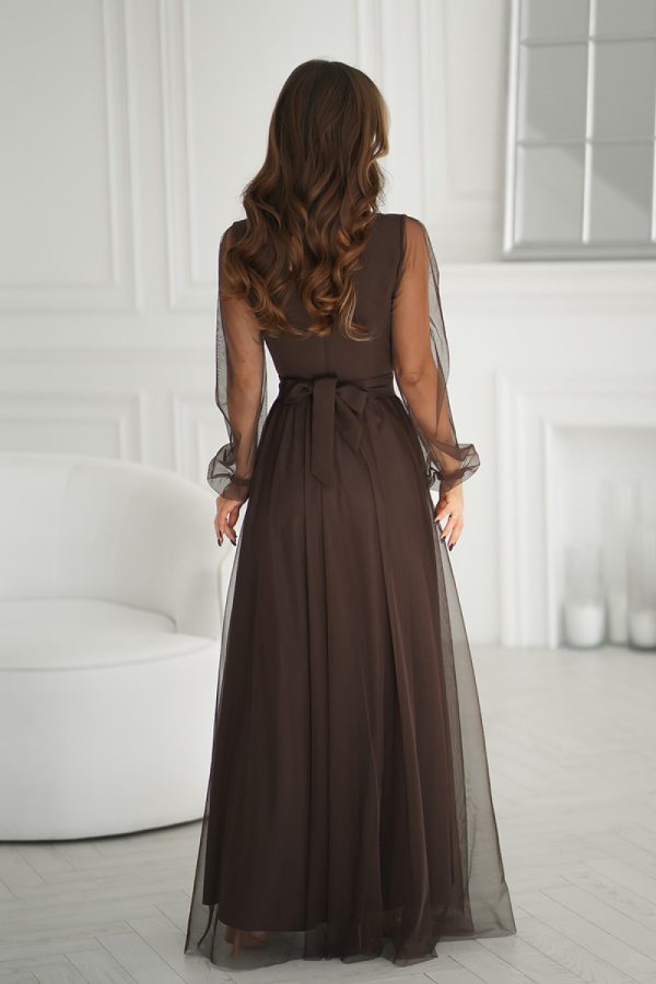 Brown Long Dress in Evening Dresses with