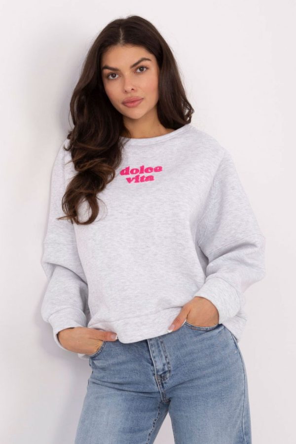 Grey Sweatshirt in Sweatshirts For Women with Cotton and Polyester