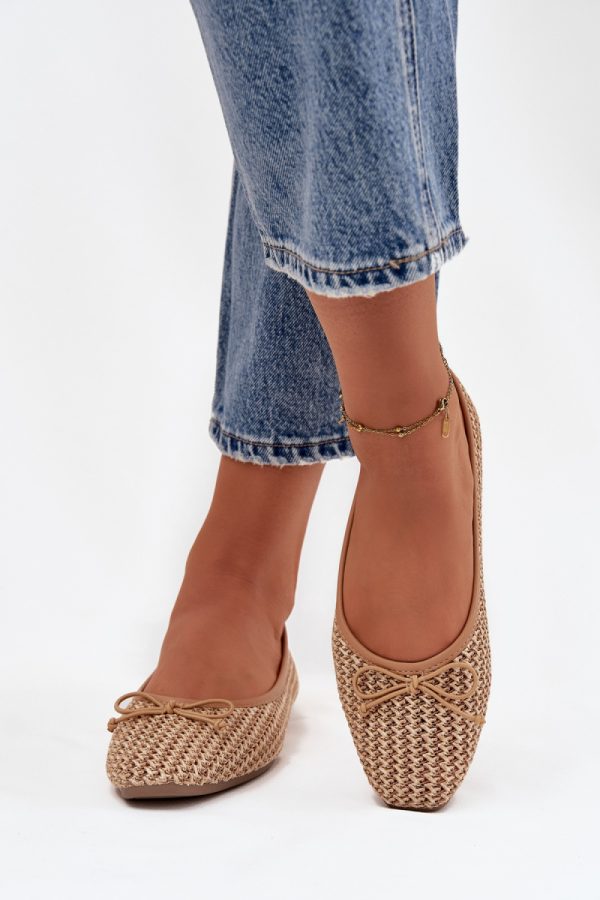 Brown Ballet Flats in Ballet Flats, Ballet Pumps For Women with Fabric, Footbed and Heel Height