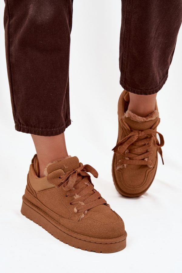 Brown Sport Shoes in Women`s Athletic Shoes, Trainers, Sneakers with Fabric, Warmers, Footbed, Upper Height and Sole Height