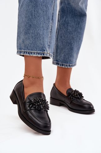 1101564.jpg Black Mocassin in Moccasins, Loafers with Fabric, Footbed, Upper Height and Heel Height