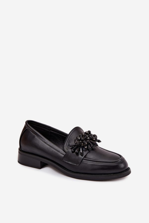 Black Mocassin in Moccasins, Loafers with Fabric, Footbed, Upper Height and Heel Height