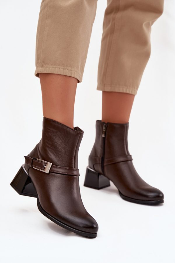 Brown Heel Boots in Women`s Ankle Boots & Booties with Fabric, Warmers, Footbed, Upper Height and Heel Height