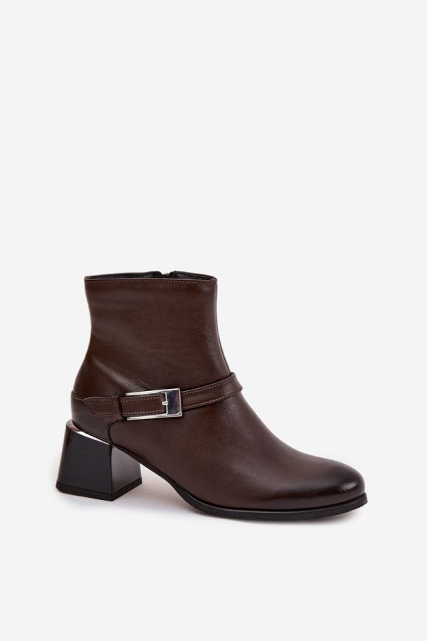 Brown Heel Boots in Women`s Ankle Boots & Booties with Fabric, Warmers, Footbed, Upper Height and Heel Height