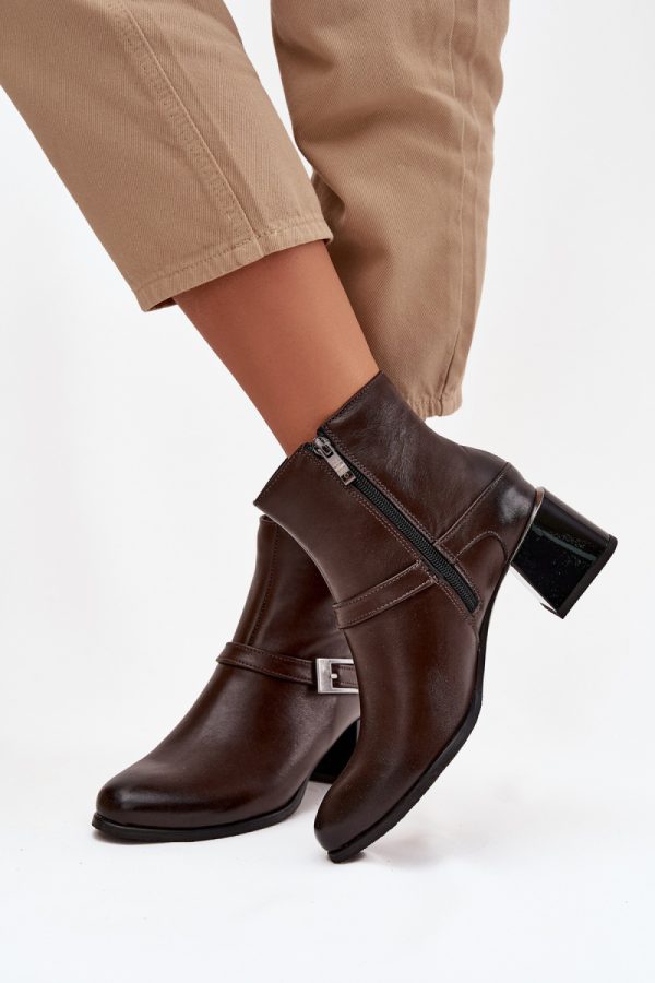 Brown Heel Boots in Women`s Ankle Boots & Booties with Fabric, Warmers, Footbed, Upper Height and Heel Height