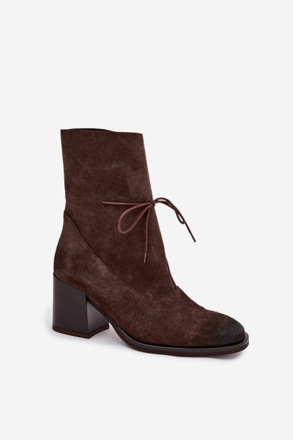 Brown Heel Boots in Women`s Ankle Boots & Booties with Fabric, Footbed, Upper Height and Heel Height
