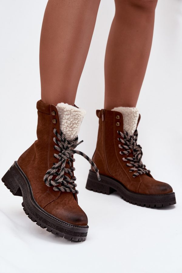 Brown Trapper Shoes in Women`s Ankle Boots & Booties with Fabric, Footbed, Upper Height and Heel Height
