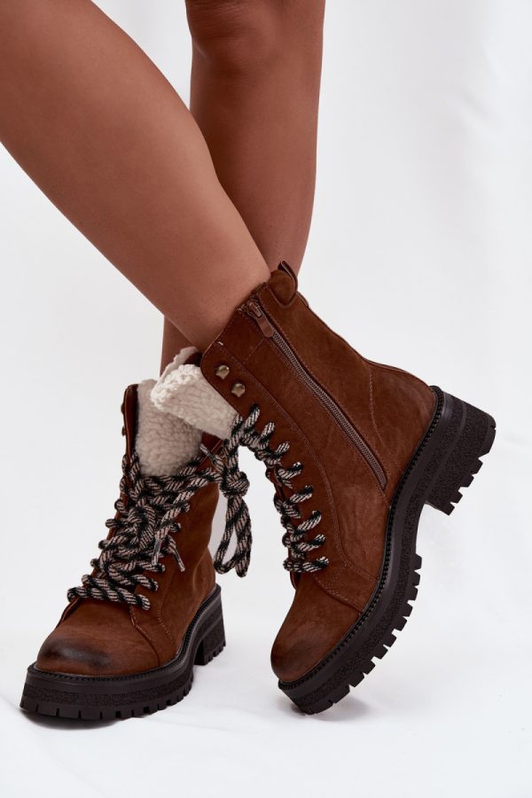 Brown Trapper Shoes in Women`s Ankle Boots & Booties with Fabric, Footbed, Upper Height and Heel Height