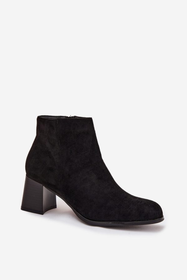 Black Heel Boots in Women`s Ankle Boots & Booties with Fabric, Footbed, Upper Height and Heel Height