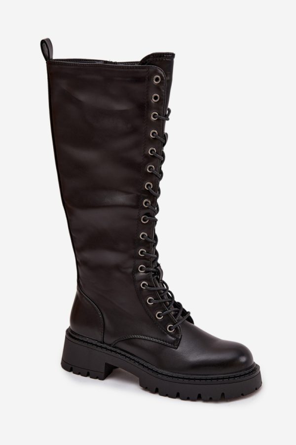 Black Thigh-Hight Boots in Over The Knee High Boots, Thigh High Boots with Fabric, Warmers, Footbed, Upper Height and Heel Height