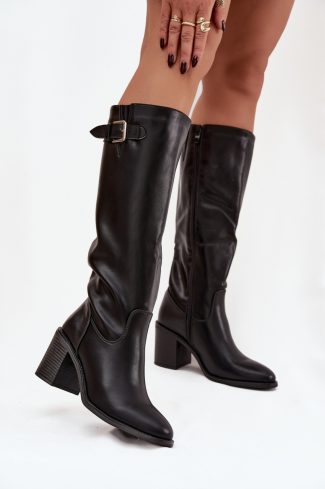 1101657.jpg Black Heel Boots in Over The Knee High Boots, Thigh High Boots with Fabric, Warmers, Footbed, Upper Height and Heel Height