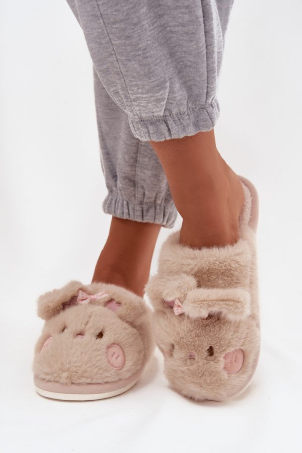 Beige Slippers in Slippers For Women with Fabric, Warmers, Footbed and Sole Height
