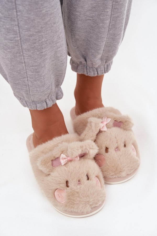 Beige Slippers in Slippers For Women with Fabric, Warmers, Footbed and Sole Height