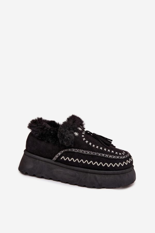 Black Snow Boots in Women`s Ankle Boots & Booties with Fabric, Warmers, Footbed and Platform Height
