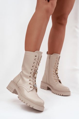 Beige Bootie in Women`s Ankle Boots & Booties with Fabric, Footbed, Upper Height and Heel Height