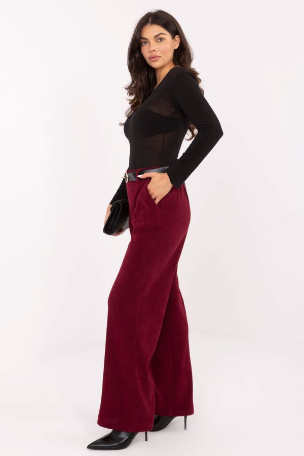 Red Corduroy Trousers in Pants, Trousers, Shorts with Spandex and Polyester