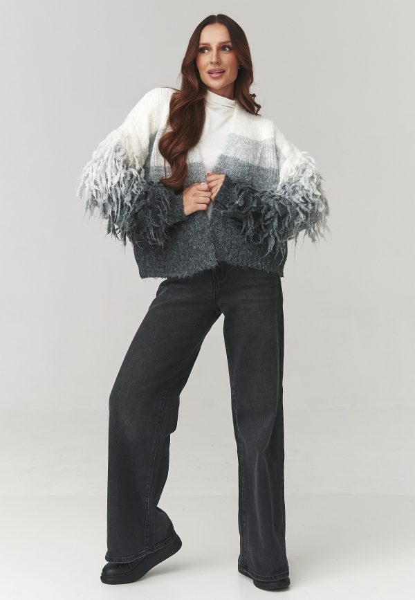 Grey Cardigan in Cardigans For Women, Ponchos with Spandex, Polyamide and Polyester
