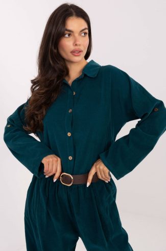Green Long Sleeve Shirt in Shirts For Women with Polyester