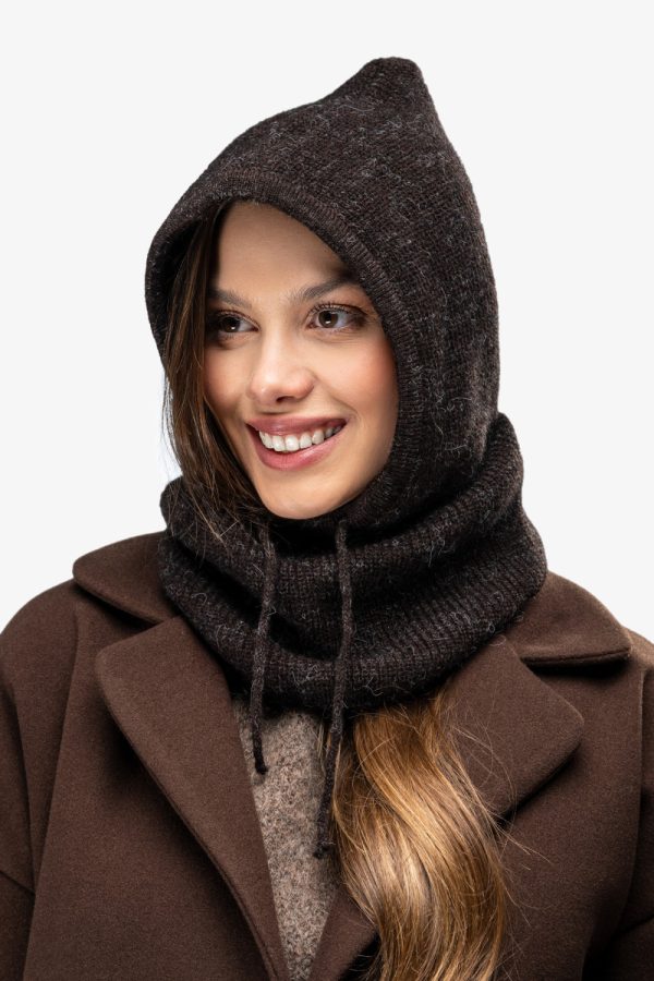 Brown Balaclava in Caps & Hats For Women with Acrylic, Moher, Polyamide and Wool