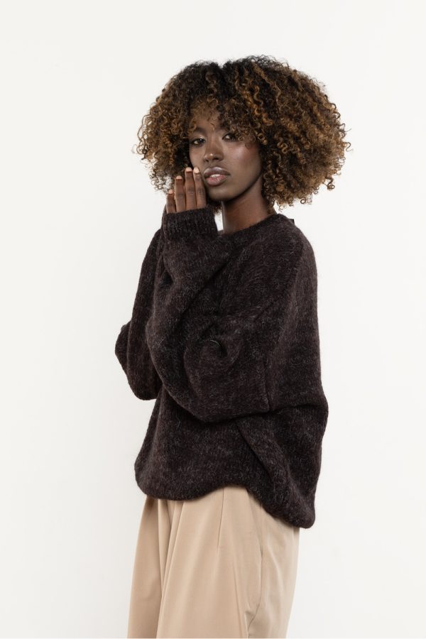 Brown Jumper in Sweaters, Pullovers, Jumpers, Turtlenecks, Boleros, Shrugs with Acrylic, Moher, Polyamide and Wool