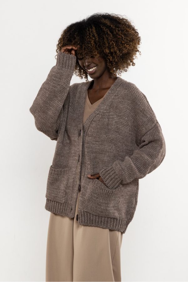 Brown Cardigan in Cardigans For Women, Ponchos with Acrylic, Nylon and Wool