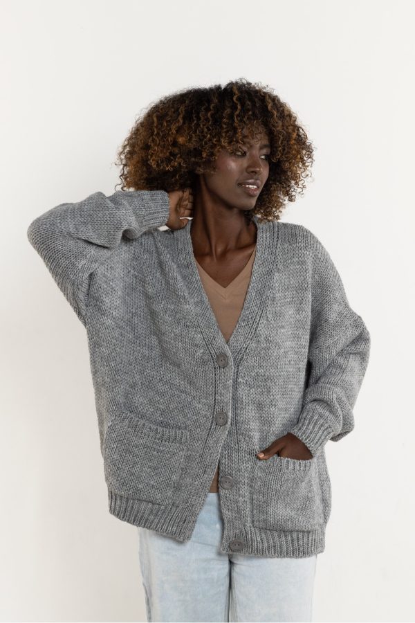 Grey Cardigan in Cardigans For Women, Ponchos with Acrylic, Nylon and Wool