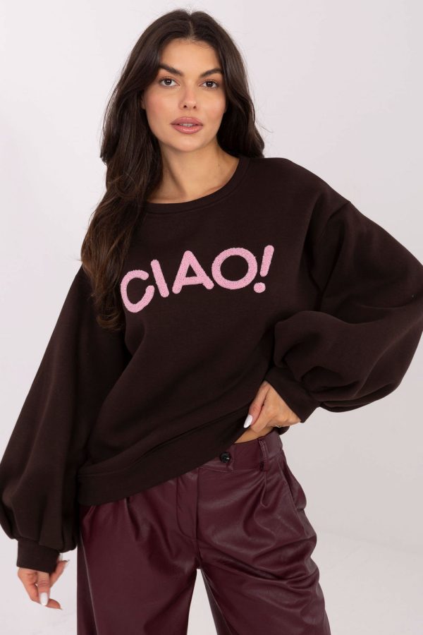 Brown Sweatshirt in Sweatshirts For Women with Cotton and Spandex