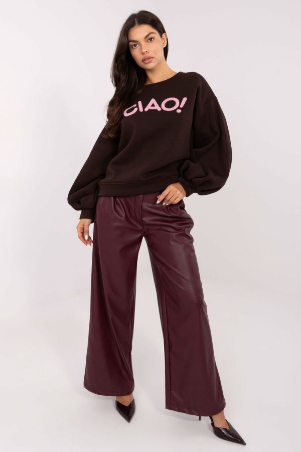 Brown Sweatshirt in Sweatshirts For Women with Cotton and Spandex