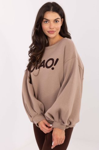 Beige Sweatshirt in Sweatshirts For Women with Cotton and Spandex