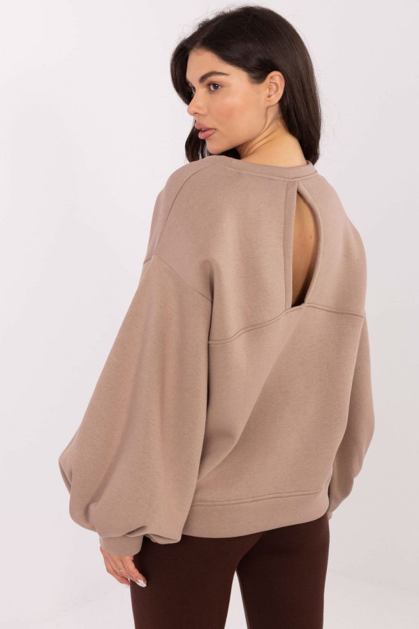 Beige Sweatshirt in Sweatshirts For Women with Cotton and Spandex