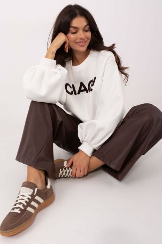 Beige Sweatshirt in Sweatshirts For Women with Cotton and Spandex