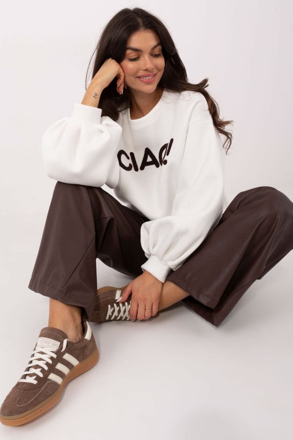 Beige Sweatshirt in Sweatshirts For Women with Cotton and Spandex