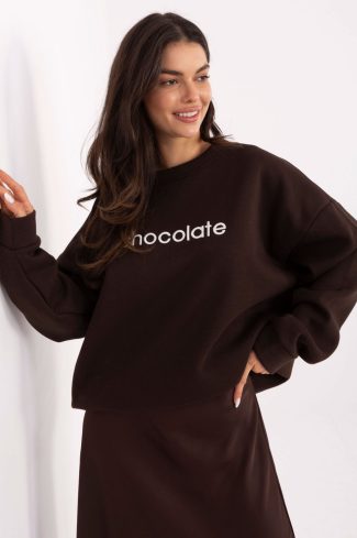 Brown Sweatshirt in Sweatshirts For Women with Cotton and Spandex