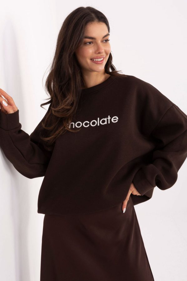 Brown Sweatshirt in Sweatshirts For Women with Cotton and Spandex