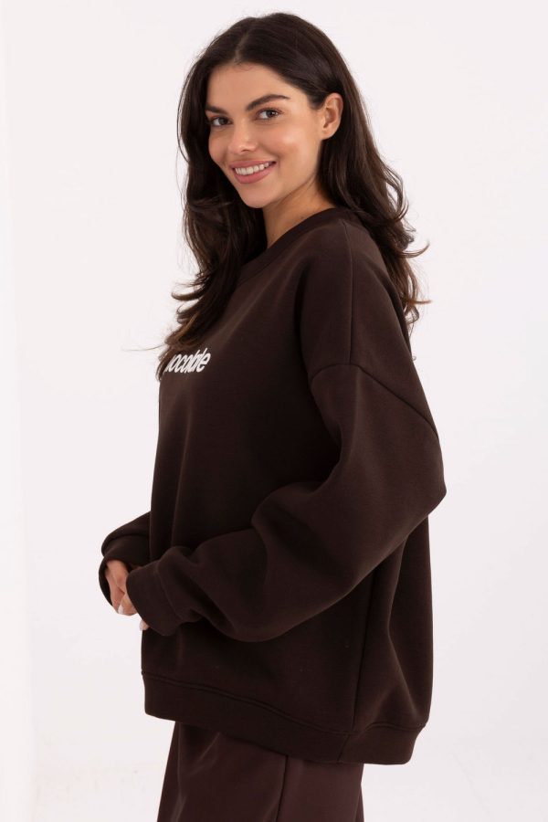 Brown Sweatshirt in Sweatshirts For Women with Cotton and Spandex