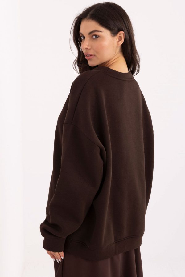 Brown Sweatshirt in Sweatshirts For Women with Cotton and Spandex