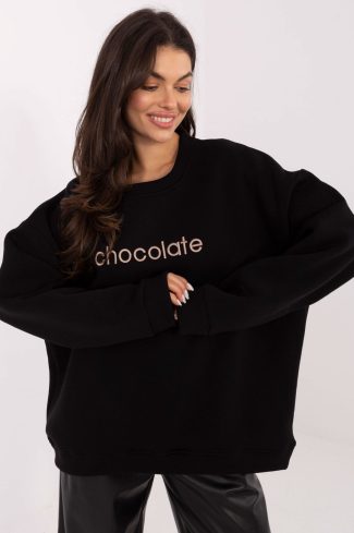 Black Sweatshirt in Sweatshirts For Women with Cotton and Spandex