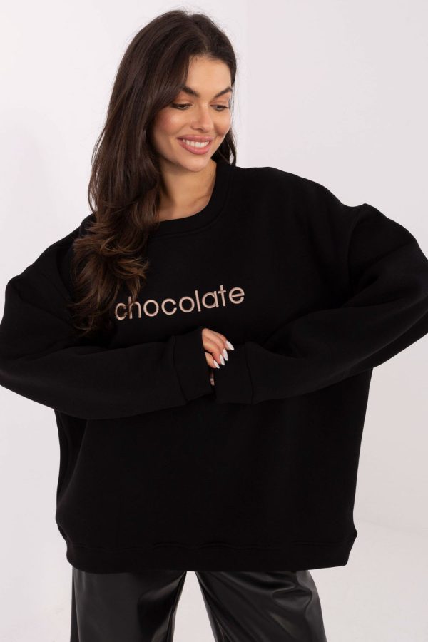 Black Sweatshirt in Sweatshirts For Women with Cotton and Spandex