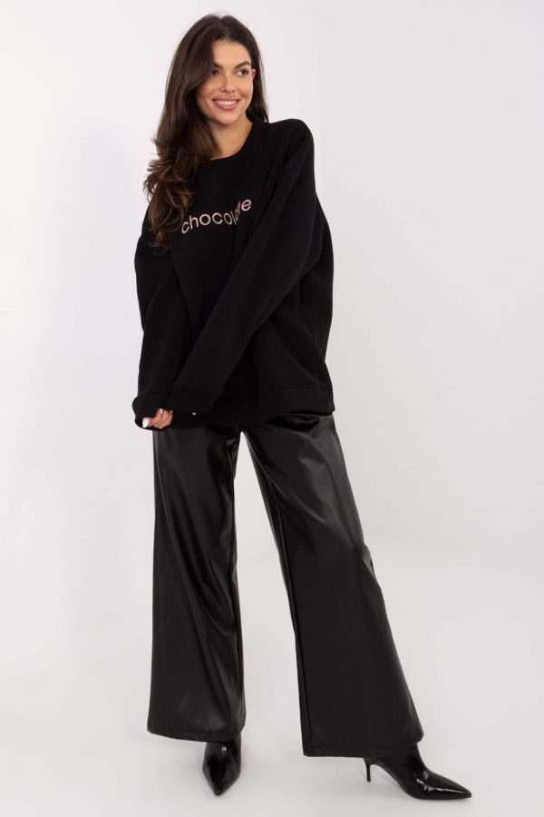 Black Sweatshirt in Sweatshirts For Women with Cotton and Spandex