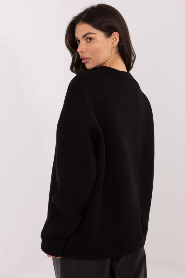 Black Sweatshirt in Sweatshirts For Women with Cotton and Spandex