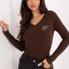 Brown Blouse in Women`s Blouses, Tunics with Cotton and Spandex